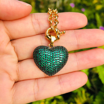 5pcs/lot Multicolor CZ Paved Heart Bracelet Green Women Bracelets Charms Beads Beyond