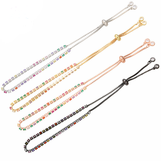 5pcs/lot 2.5mm Multicolor CZ Adjustable Bracelet Mix Colors Women Bracelets Charms Beads Beyond