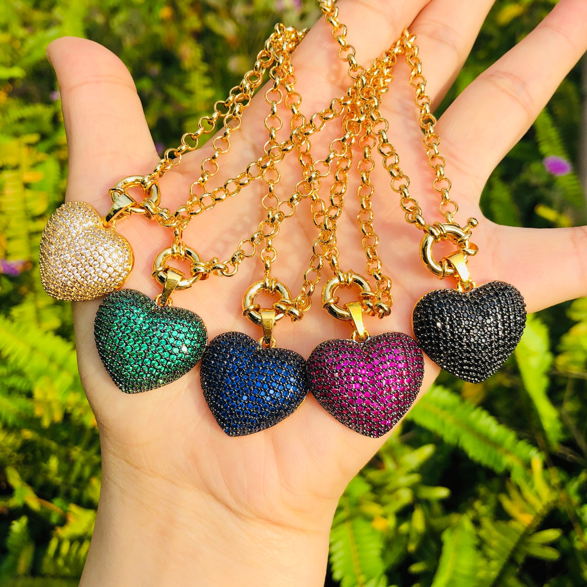 5pcs/lot Multicolor CZ Paved Heart Bracelet Women Bracelets Charms Beads Beyond