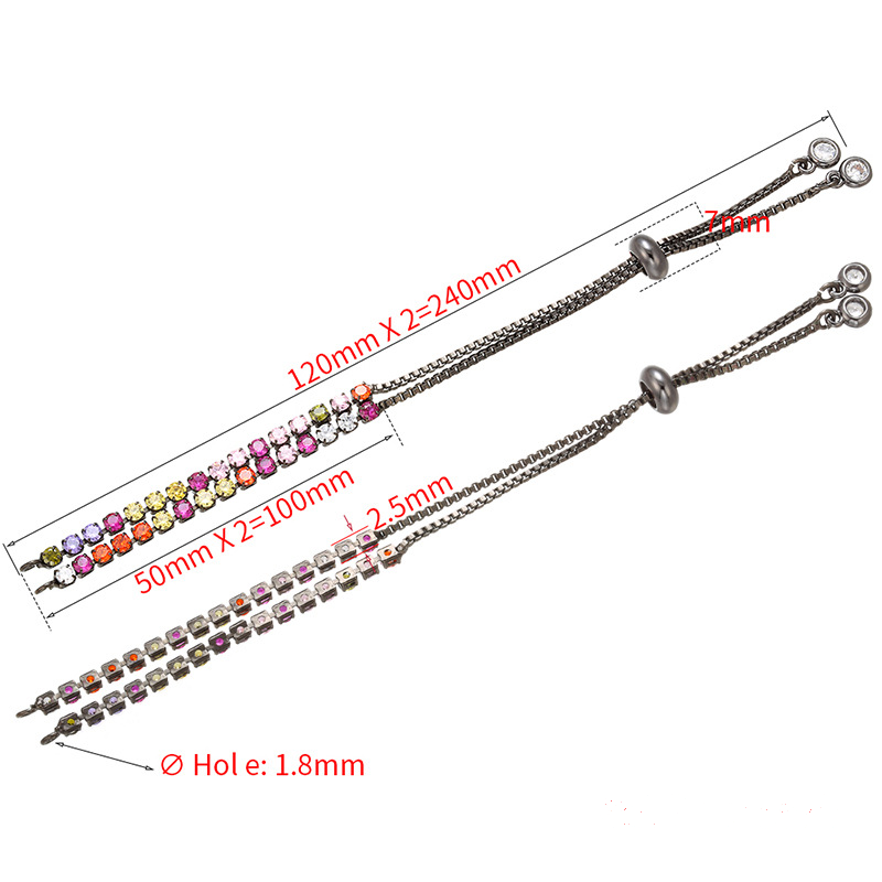 5pcs/lot 2.5mm Multicolor CZ Open Adjustable Bracelet Women Bracelets Charms Beads Beyond