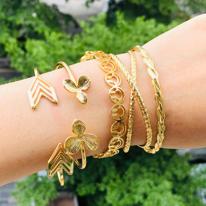 10pcs/lot Mix Style 18K Gold Plated Bangles Set Women Bracelets Charms Beads Beyond
