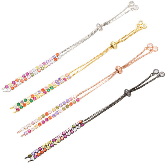 5pcs/lot 2.5mm Multicolor CZ Open Adjustable Bracelet Mix Colors Women Bracelets Charms Beads Beyond