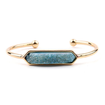 5pcs/lot Gold Silver Rose Gold Black Multicolor Druzy Open Bangles for Women Blue on Gold Women Bracelets Charms Beads Beyond