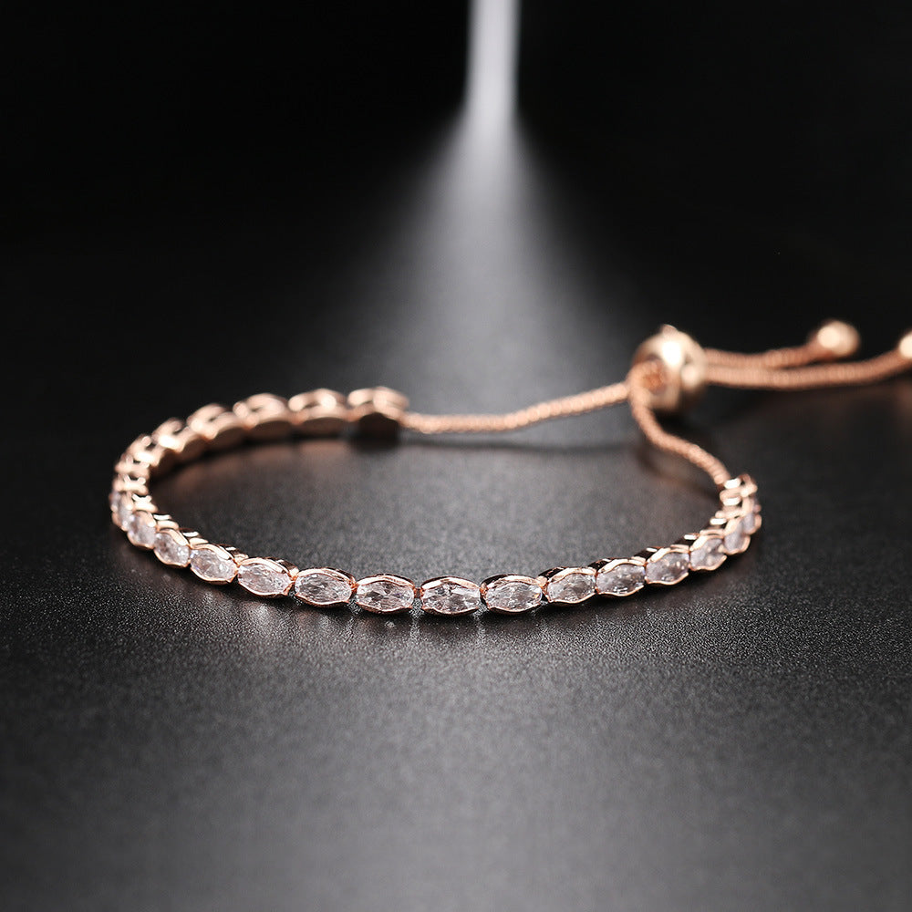 10pcs/lot Adjustable Fashion Egg CZ Tennis Chain Bracelets Rose Gold Women Bracelets Charms Beads Beyond