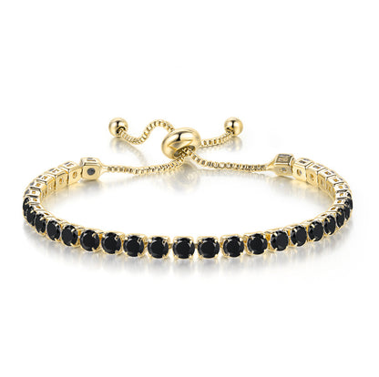 10pcs/lot Black CZ Paved Adjustable Tennis Bracelets 4mm CZ Gold Women Bracelets Charms Beads Beyond