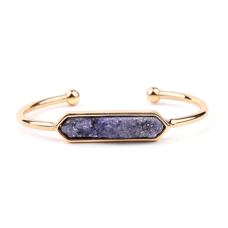 5pcs/lot Gold Silver Rose Gold Black Multicolor Druzy Open Bangles for Women Purple on Gold Women Bracelets Charms Beads Beyond