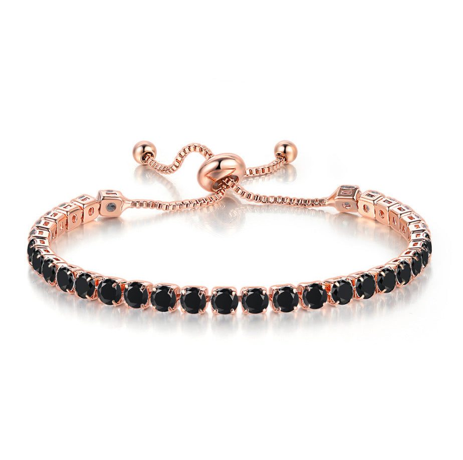10pcs/lot Black CZ Paved Adjustable Tennis Bracelets 4mm CZ Rose Gold Women Bracelets Charms Beads Beyond