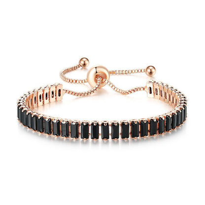 10pcs/lot Black CZ Paved Adjustable Tennis Bracelets 2.5*5mm CZ Rose Gold Women Bracelets Charms Beads Beyond