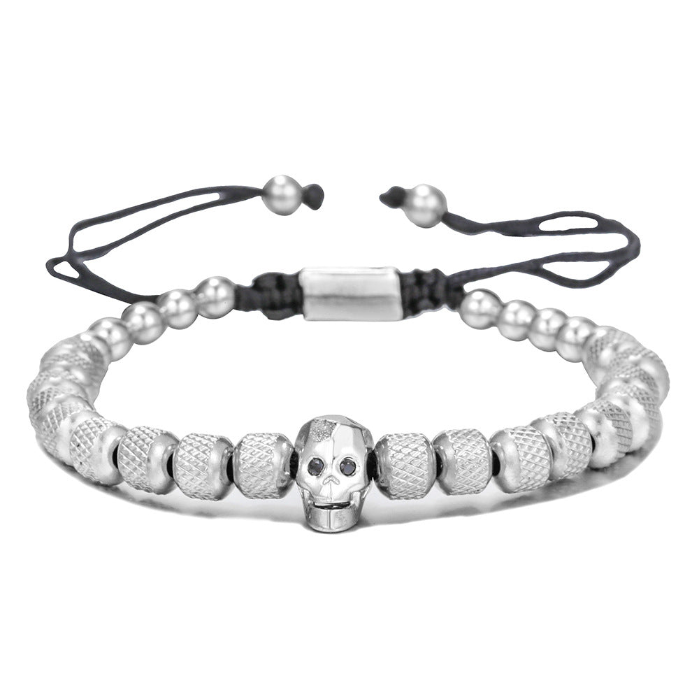 5pcs/Lot Skull Adjustable Bracelet for Men All Silver Men Bracelets Charms Beads Beyond