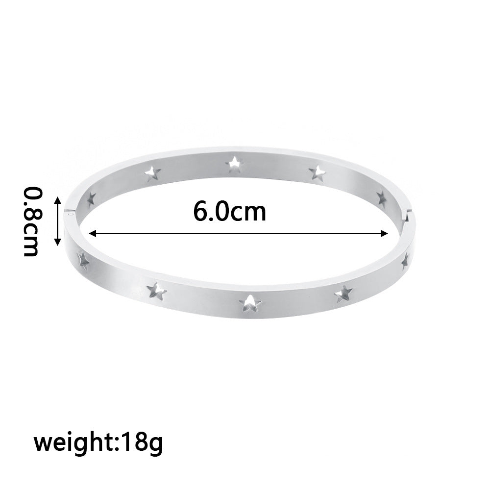 5pcs/lot Hollow Star Stainless Steel Bangle for Women Women Bracelets Charms Beads Beyond