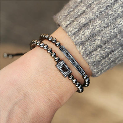 5 sets/lot CZ Paved Adjustable Men Bracelet Men Bracelets Charms Beads Beyond