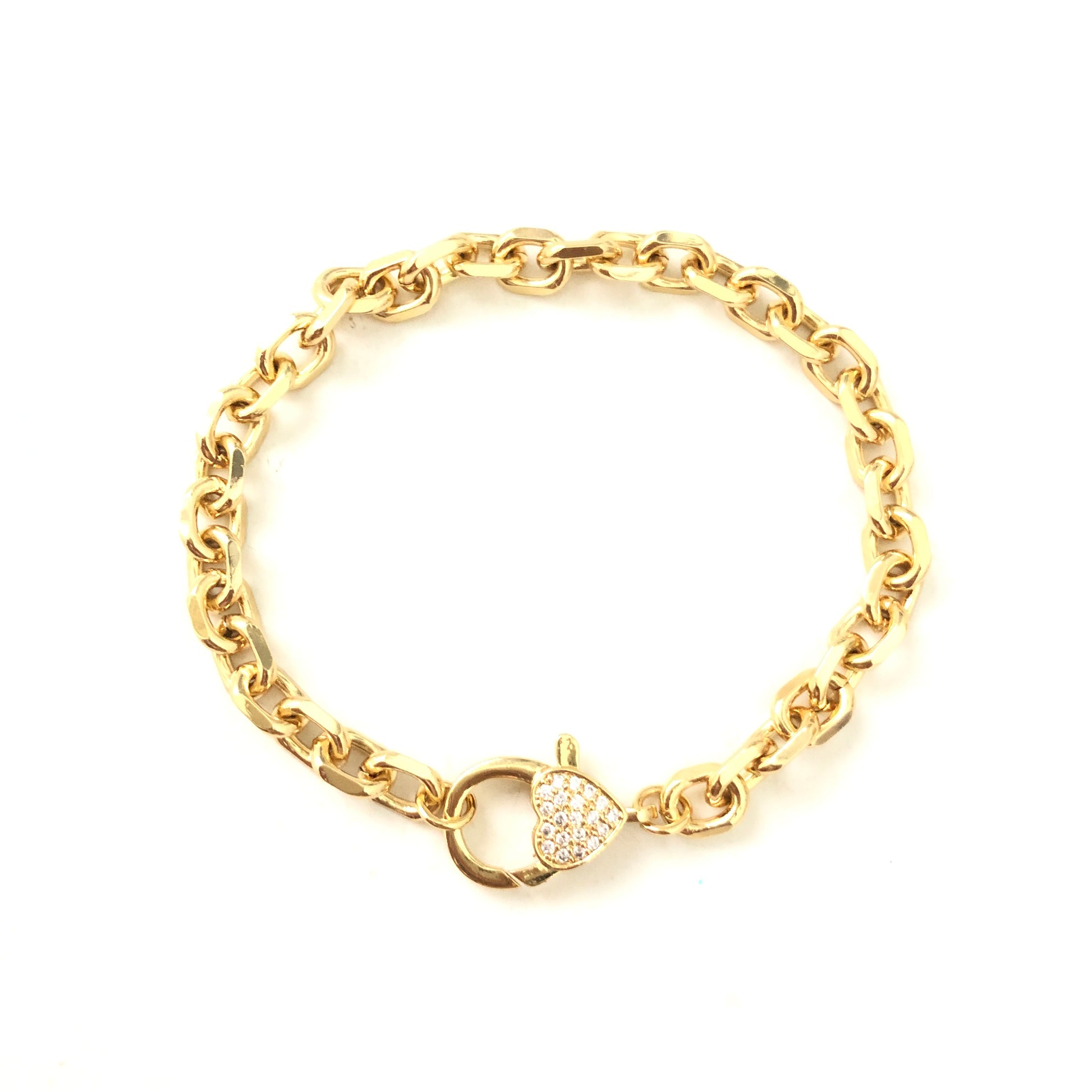 5pcs/lot 7/8/9 inch Heart Clasp Gold Plated Chain Bracelet Women Bracelets Charms Beads Beyond