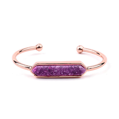 5pcs/lot Gold Silver Rose Gold Black Multicolor Druzy Open Bangles for Women Fuchsia on Rose Gold Women Bracelets Charms Beads Beyond