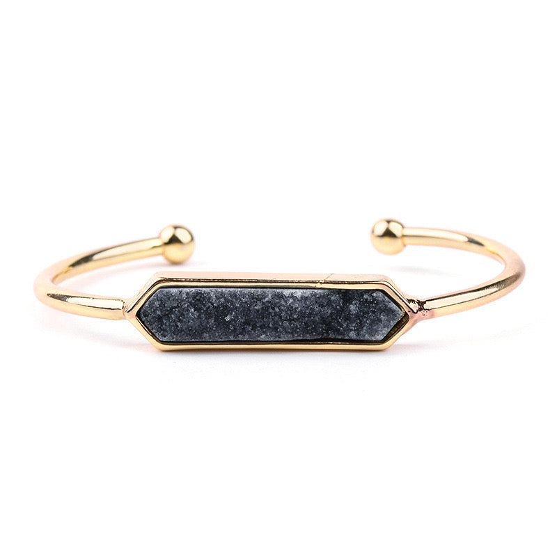 5pcs/lot Gold Silver Rose Gold Black Multicolor Druzy Open Bangles for Women Black on Gold Women Bracelets Charms Beads Beyond