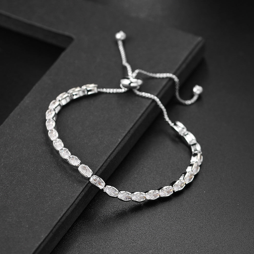 10pcs/lot Adjustable Fashion Egg CZ Tennis Chain Bracelets Silver Women Bracelets Charms Beads Beyond