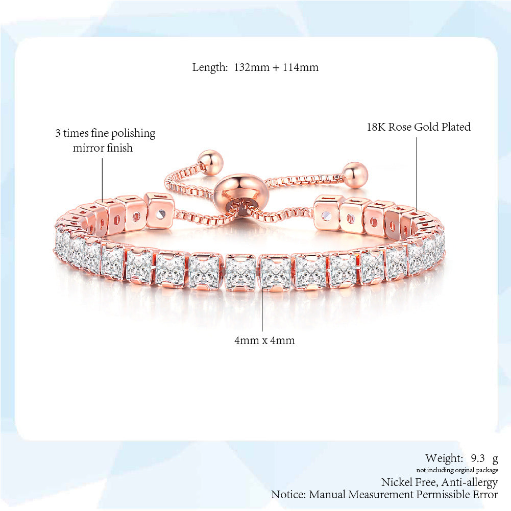 10pcs/lot 2.5/3/4mm Square CZ Paved Adjustable Tennis Bracelets Women Bracelets Charms Beads Beyond