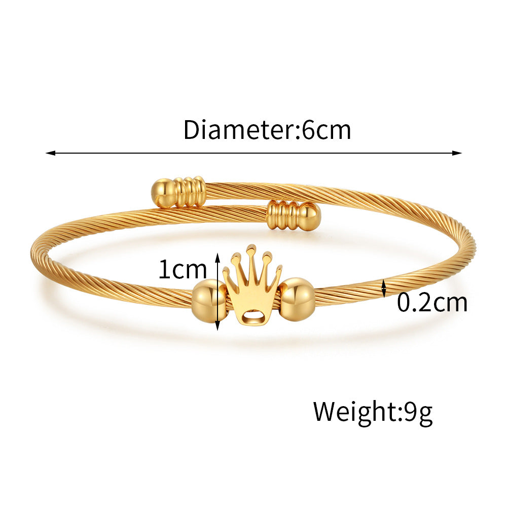 5pcs/lot Crown Stainless Steel Open Adjustable Bangle for Women Women Bracelets Charms Beads Beyond