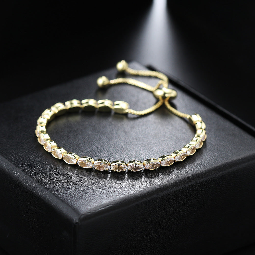 10pcs/lot Adjustable Fashion Egg CZ Tennis Chain Bracelets Gold Women Bracelets Charms Beads Beyond