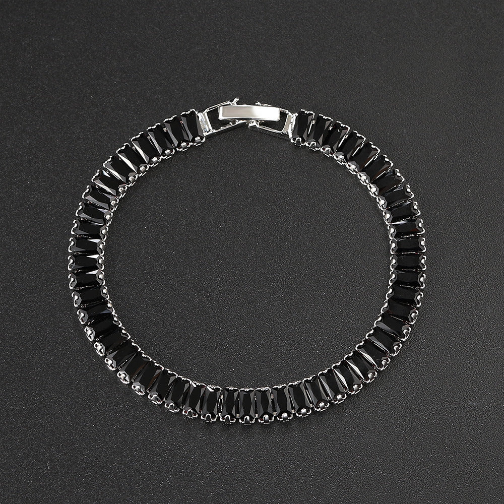 10pcs/lot Black CZ Paved Adjustable Tennis Bracelets 2.5*5mm CZ 6.7inch Silver Women Bracelets Charms Beads Beyond
