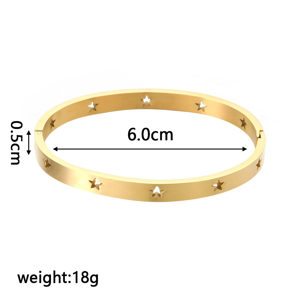 5pcs/lot Hollow Star Stainless Steel Bangle for Women Women Bracelets Charms Beads Beyond