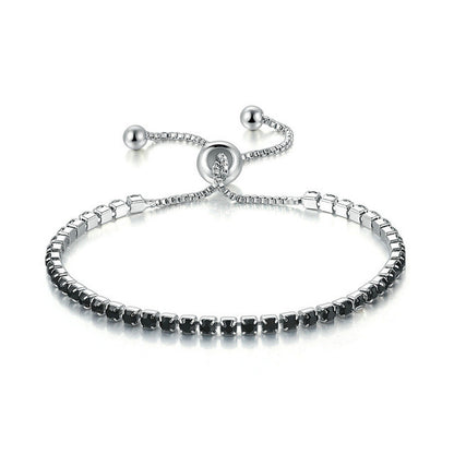 10pcs/lot Black CZ Paved Adjustable Tennis Bracelets Silver Women Bracelets Charms Beads Beyond