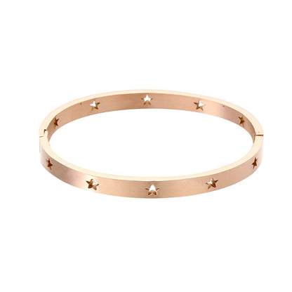 5pcs/lot Hollow Star Stainless Steel Bangle for Women Rose Gold-5pcs Women Bracelets Charms Beads Beyond