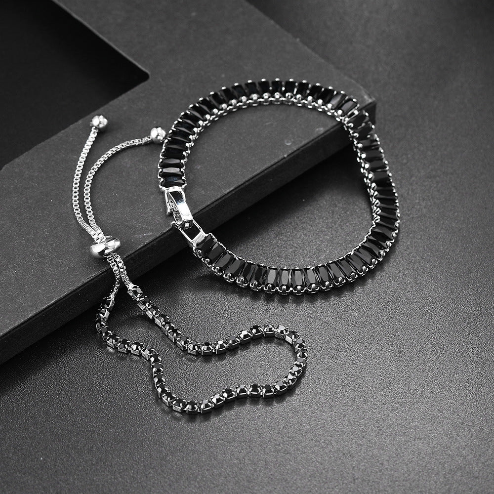 10pcs/lot Black CZ Paved Adjustable Tennis Bracelets Women Bracelets Charms Beads Beyond