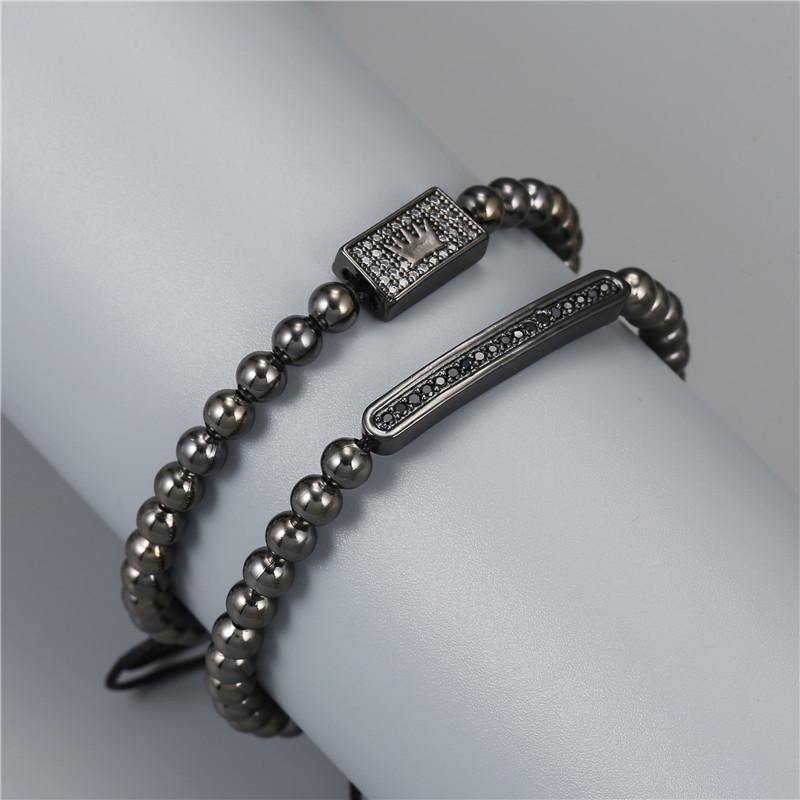 5 sets/lot CZ Paved Adjustable Men Bracelet Men Bracelets Charms Beads Beyond