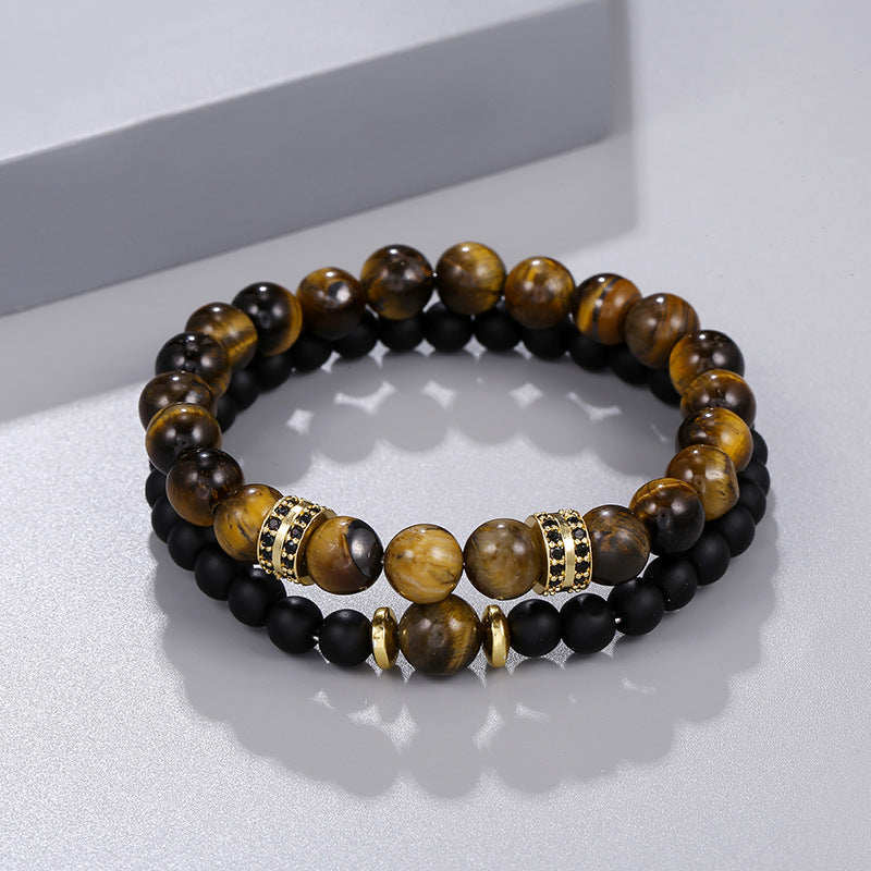 5 sets/lot 8mm Yellow Tiger Eye Stone Beads Bracelets Men Bracelets Charms Beads Beyond