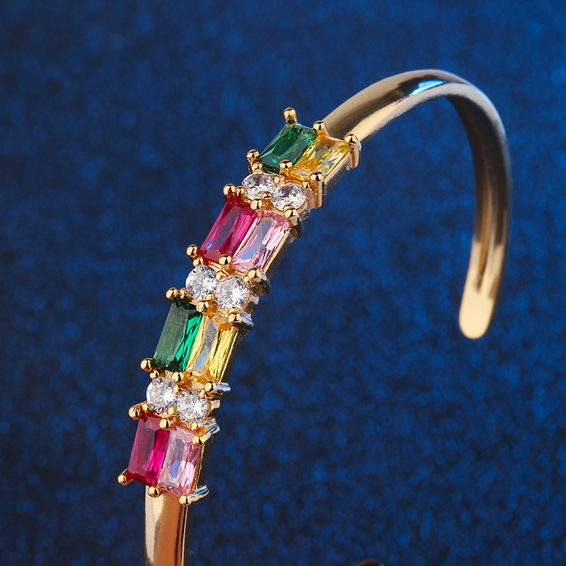 2pcs/lot Multicolor CZ Paved Open Bracelet Women Bracelets Charms Beads Beyond