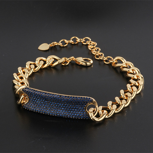 2pcs/lot Fuchsia/Blue CZ Paved Chain Bracelet 2 Blue Women Bracelets Charms Beads Beyond