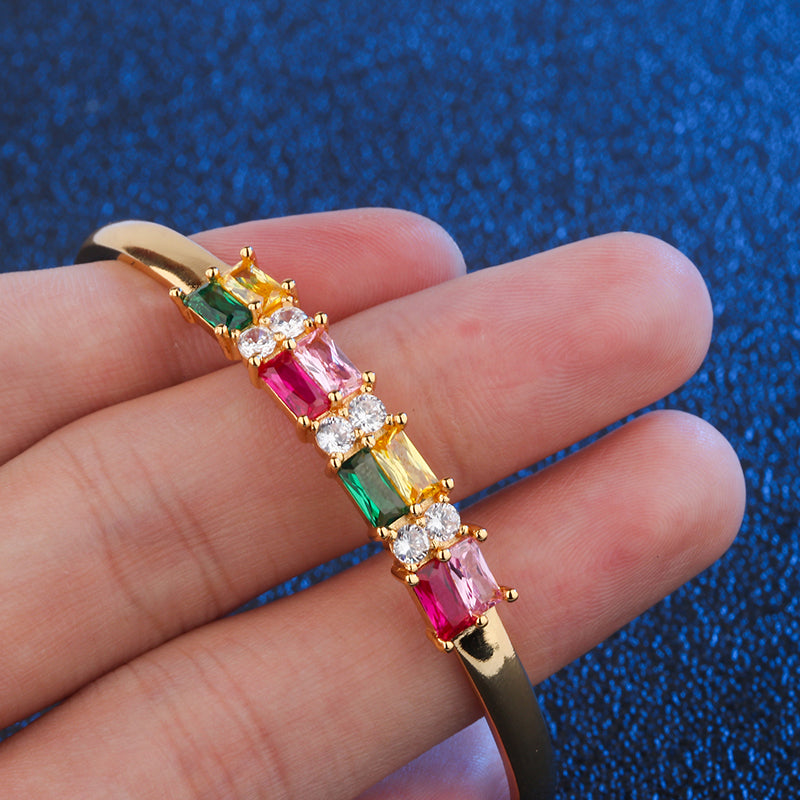 2pcs/lot Multicolor CZ Paved Open Bracelet Women Bracelets Charms Beads Beyond