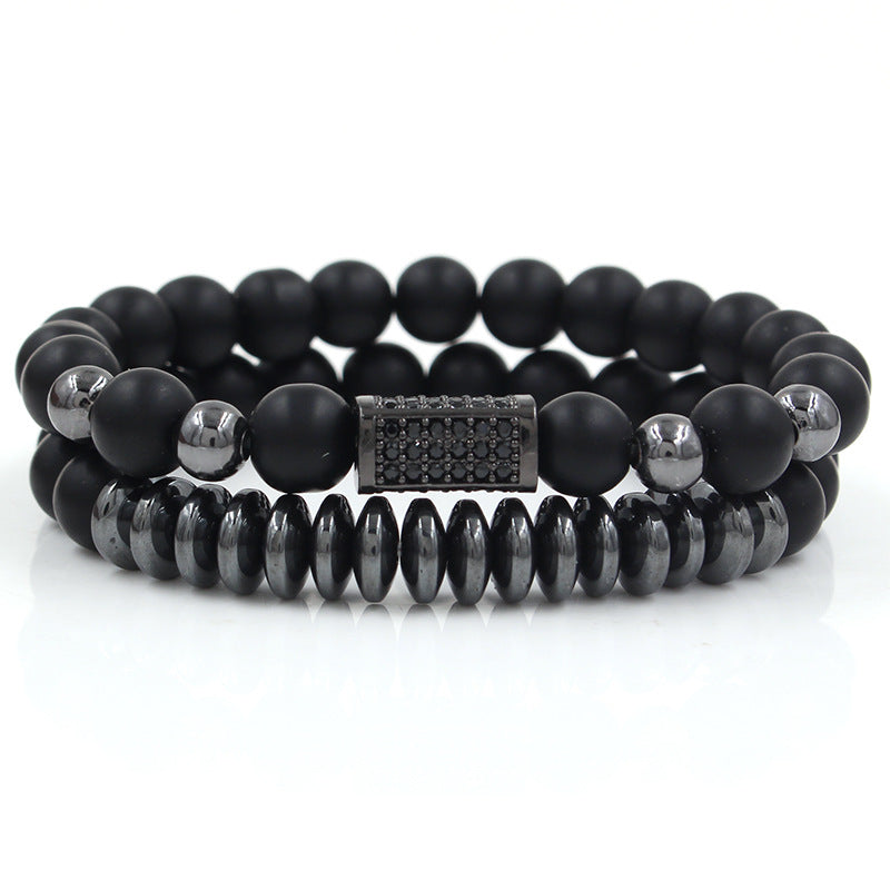 5 sets/lot 8mm Matte Stone Beads Hematite Bracelets Black Men Bracelets Charms Beads Beyond
