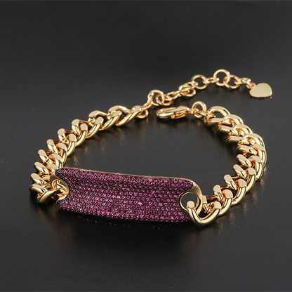 2pcs/lot Fuchsia/Blue CZ Paved Chain Bracelet 2 Fuchsia Women Bracelets Charms Beads Beyond