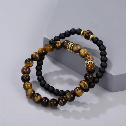 5 sets/lot 8mm Yellow Tiger Eye Stone Beads Bracelets Men Bracelets Charms Beads Beyond