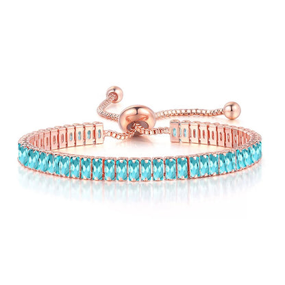 5pcs/lot Gold Plated 2.5*5mm Multicolor CZ Paved Adjustable Bracelet Light Blue on Rose Gold Women Bracelets Charms Beads Beyond