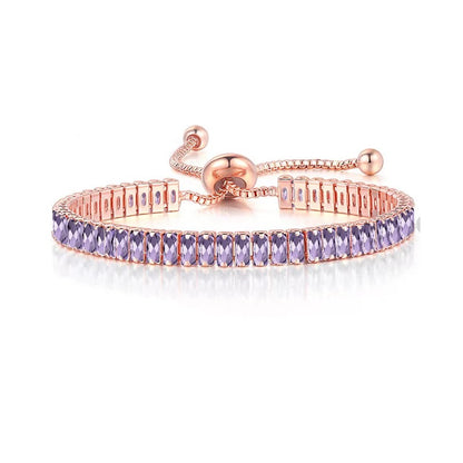 5pcs/lot Gold Plated 2.5*5mm Multicolor CZ Paved Adjustable Bracelet Purple on Rose Gold Women Bracelets Charms Beads Beyond