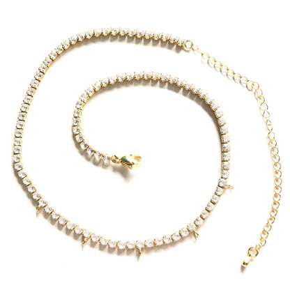 5-10pcs/lot 18inch Gold Plated Tennis Chain Necklace with 5 Hooks Chain Necklaces Charms Beads Beyond