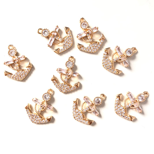10pcs/lot 17*13mm CZ Paved Anchor Charms CZ Paved Charms Small Sizes Symbols Charms Beads Beyond