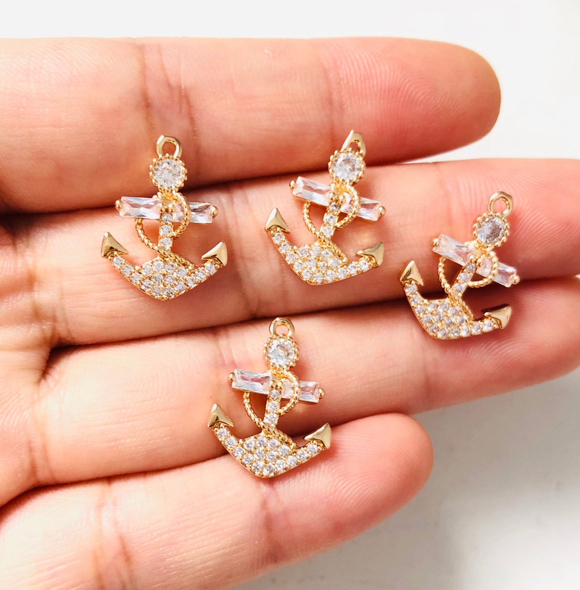 10pcs/lot 17*13mm CZ Paved Anchor Charms CZ Paved Charms Small Sizes Symbols Charms Beads Beyond