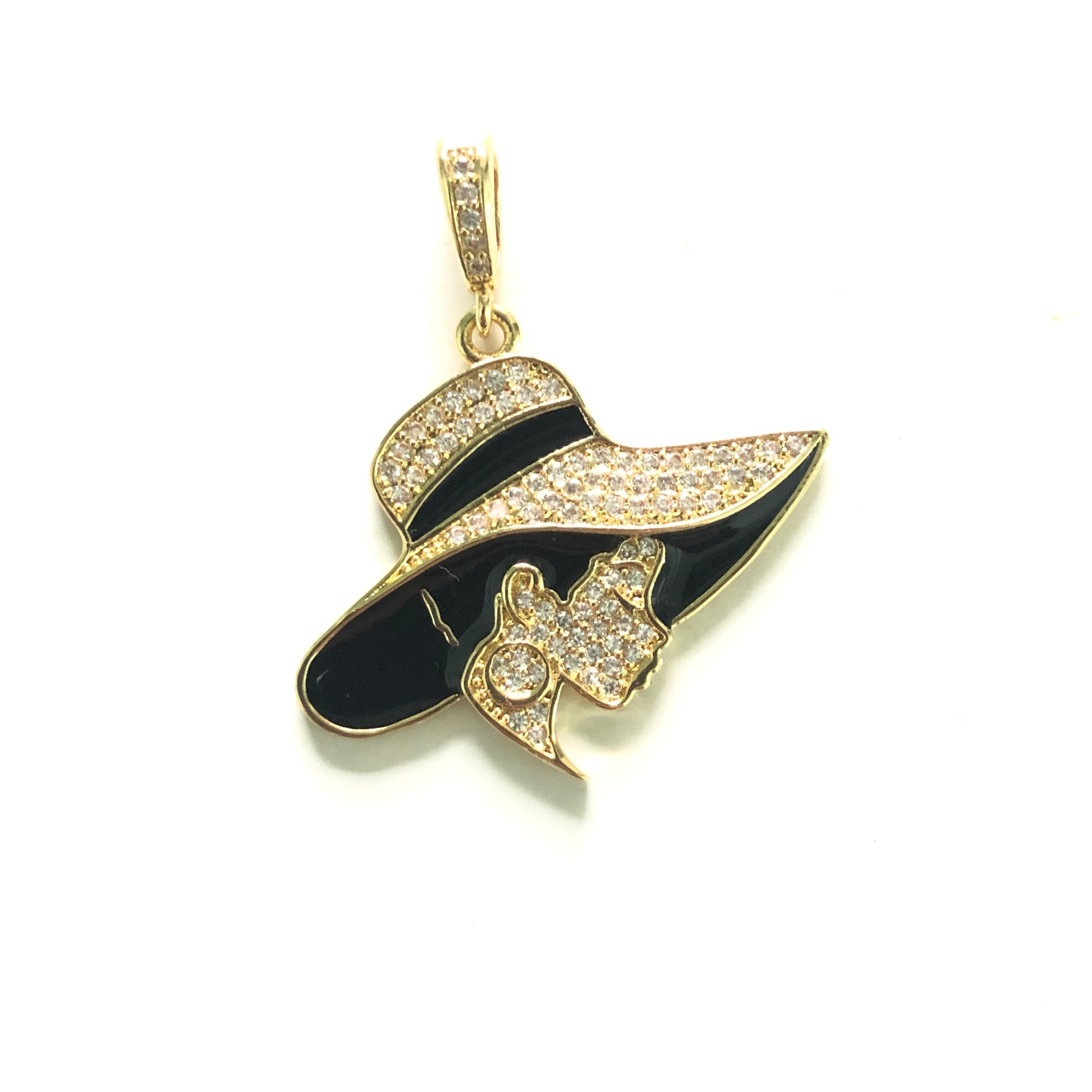10pcs/lot 34*28mm CZ Afro Girl Lady in Hat Charms Gold CZ Paved Charms Afro Girl/Queen Charms Charms Beads Beyond