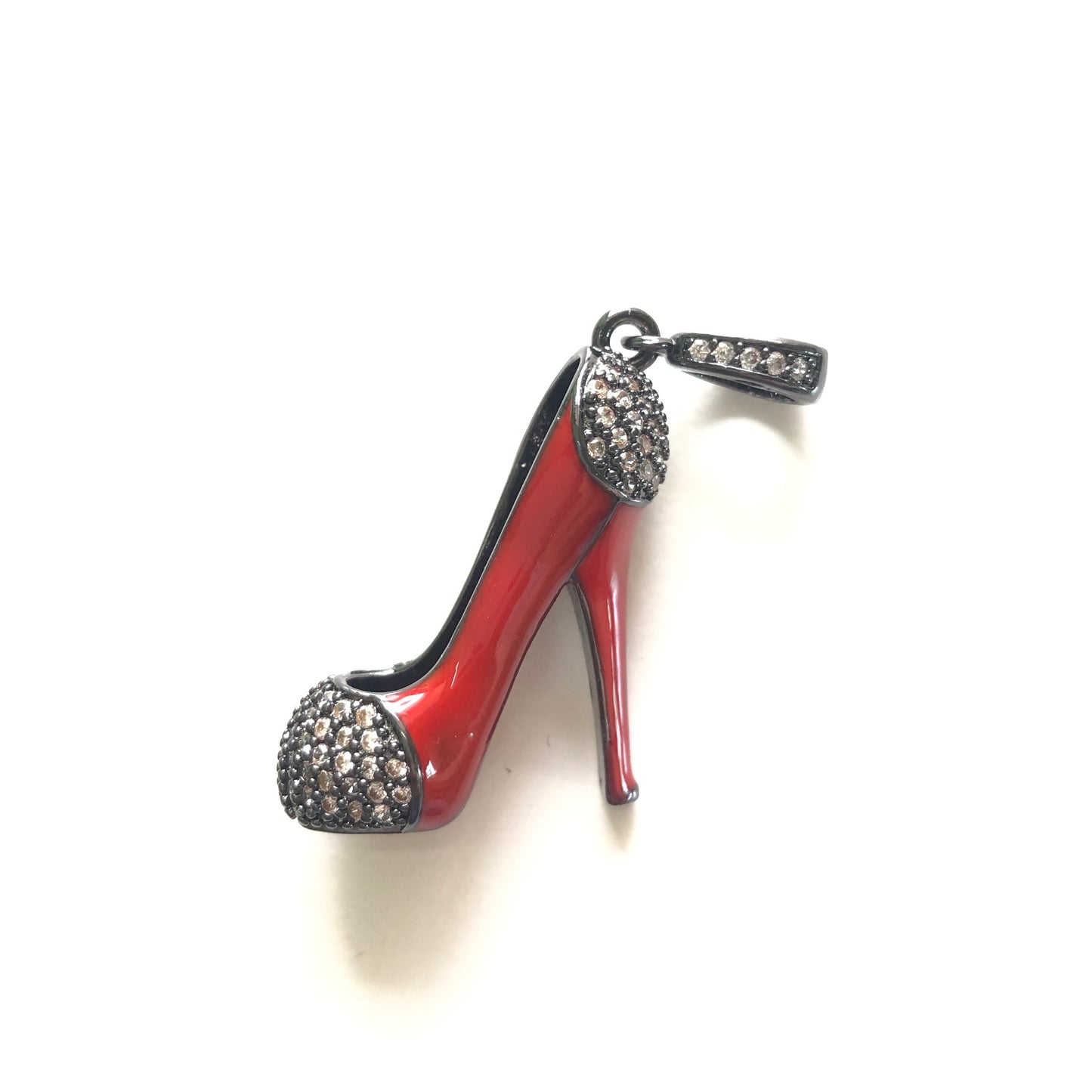 10pcs/lot 30*26mm CZ Paved Red High Heel Shoe Charms Black CZ Paved Charms High Heels On Sale Charms Beads Beyond