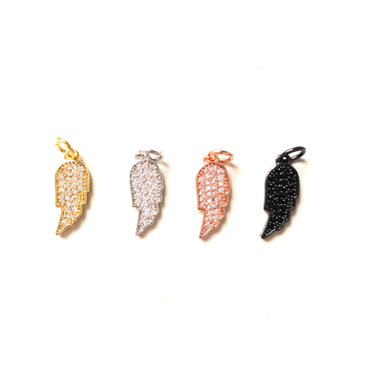 10pcs/lot 15*6mm CZ Paved Wing Charms Mix Color CZ Paved Charms Small Sizes Wings Charms Beads Beyond