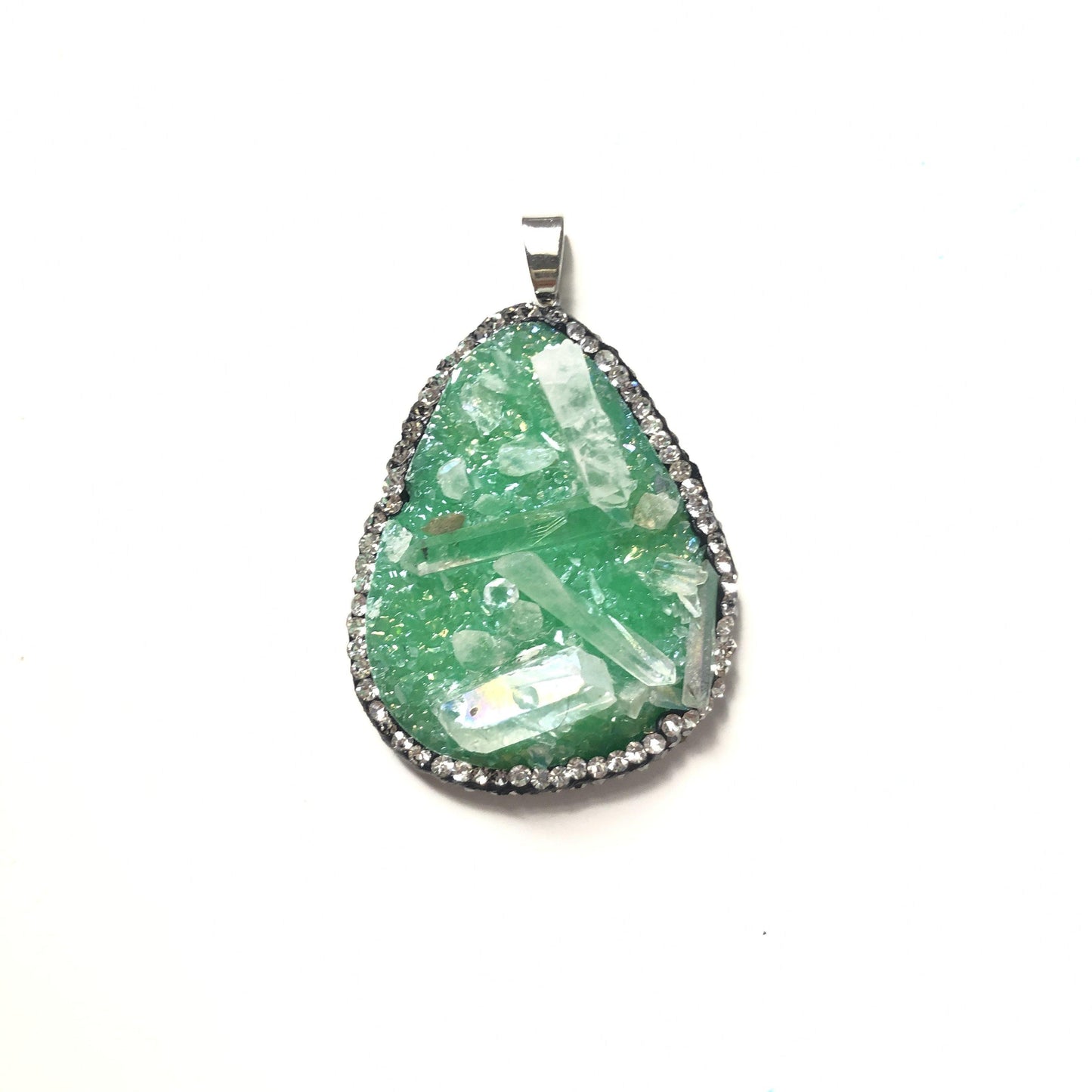 5pcs/lot 44-48mm Water Drop Natural Quartz Charm Green Stone Charms Charms Beads Beyond