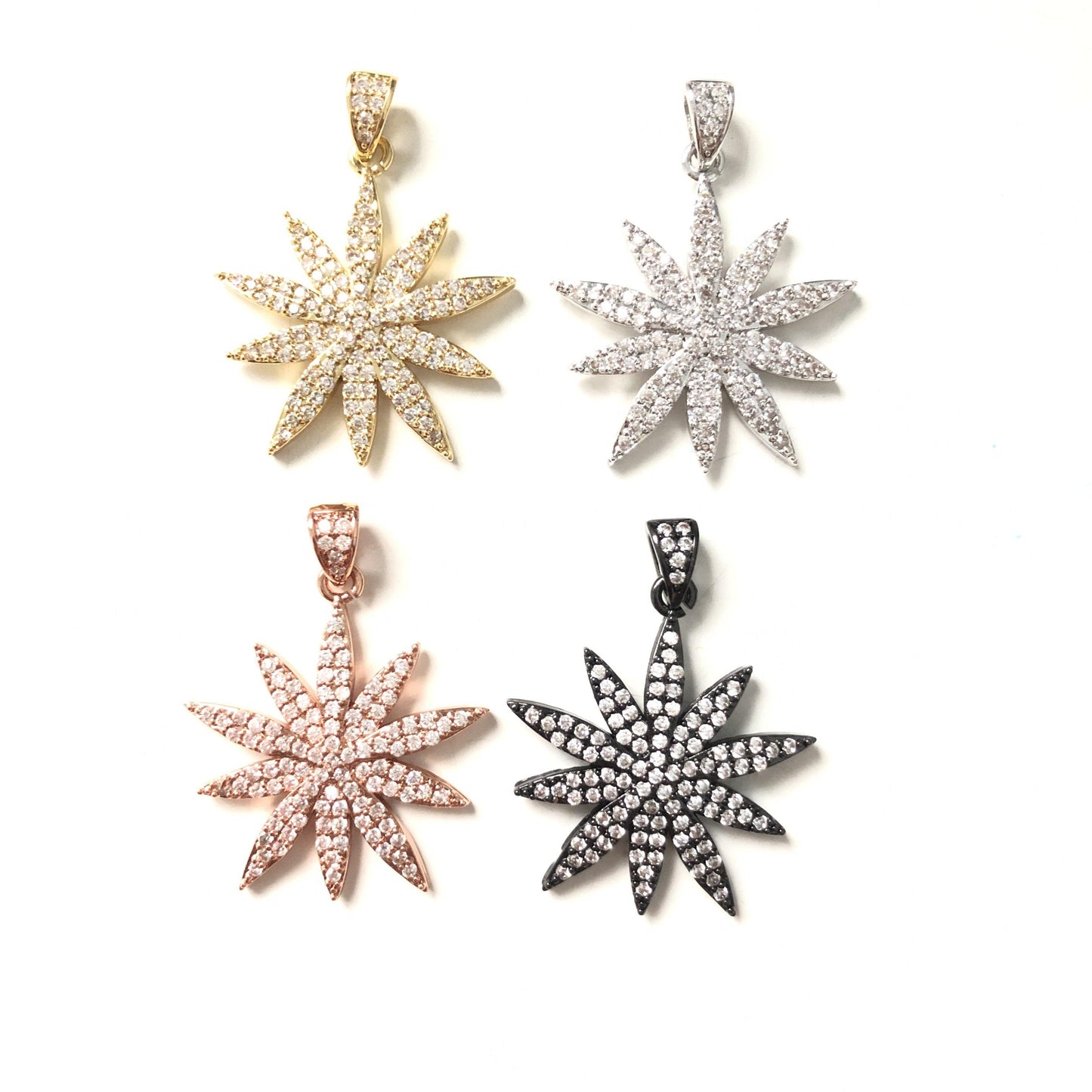 10pcs/lot 32*28mm CZ Paved Flower Charms CZ Paved Charms Flowers Large Sizes Charms Beads Beyond