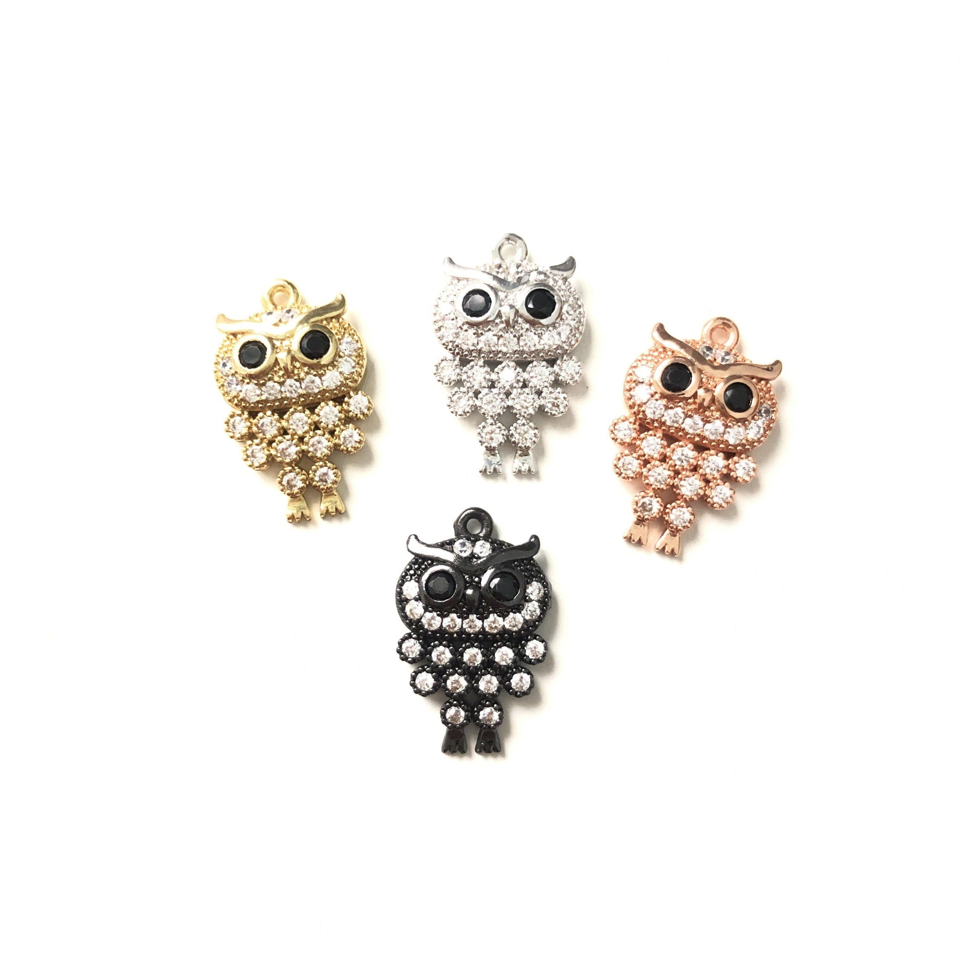 10pcs/lot 19*12mm CZ Paved Owl Charms CZ Paved Charms Animals & Insects Charms Beads Beyond