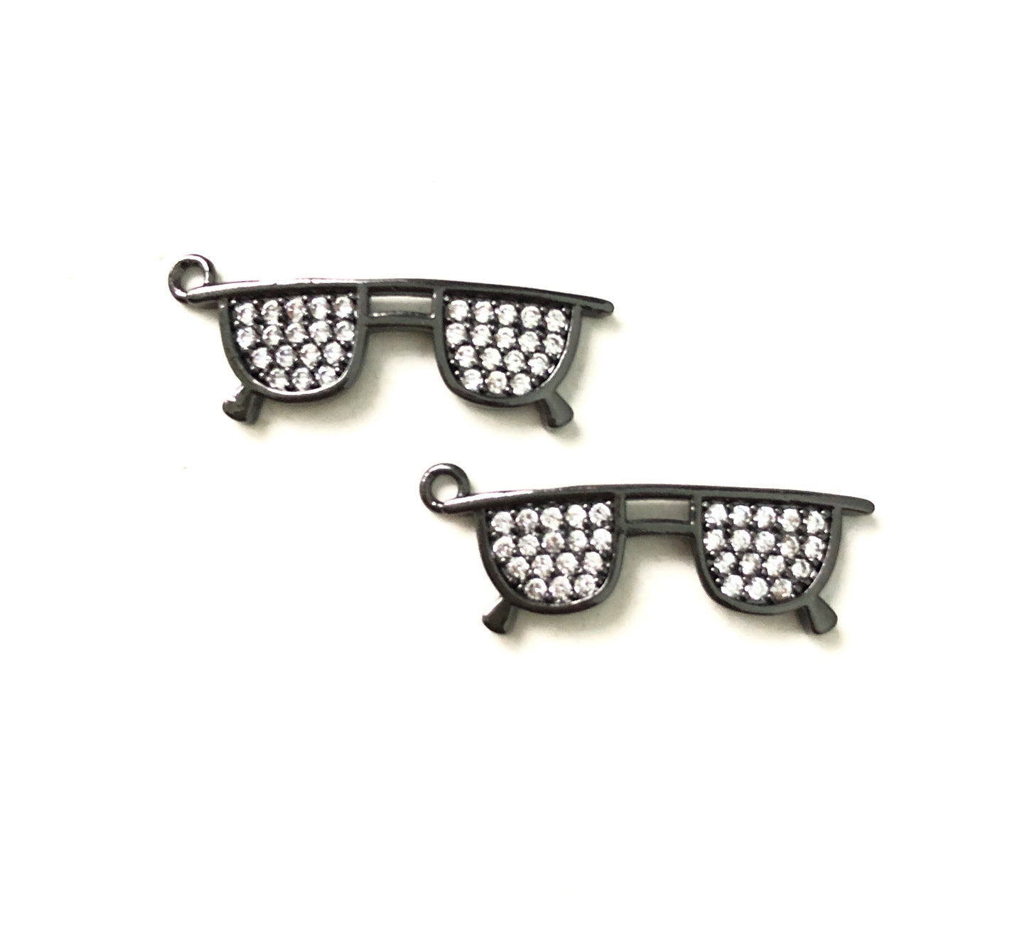 10pcs/lot 9.5*26mm CZ Paved Sunglasses Charms Black CZ Paved Charms Fashion On Sale Charms Beads Beyond