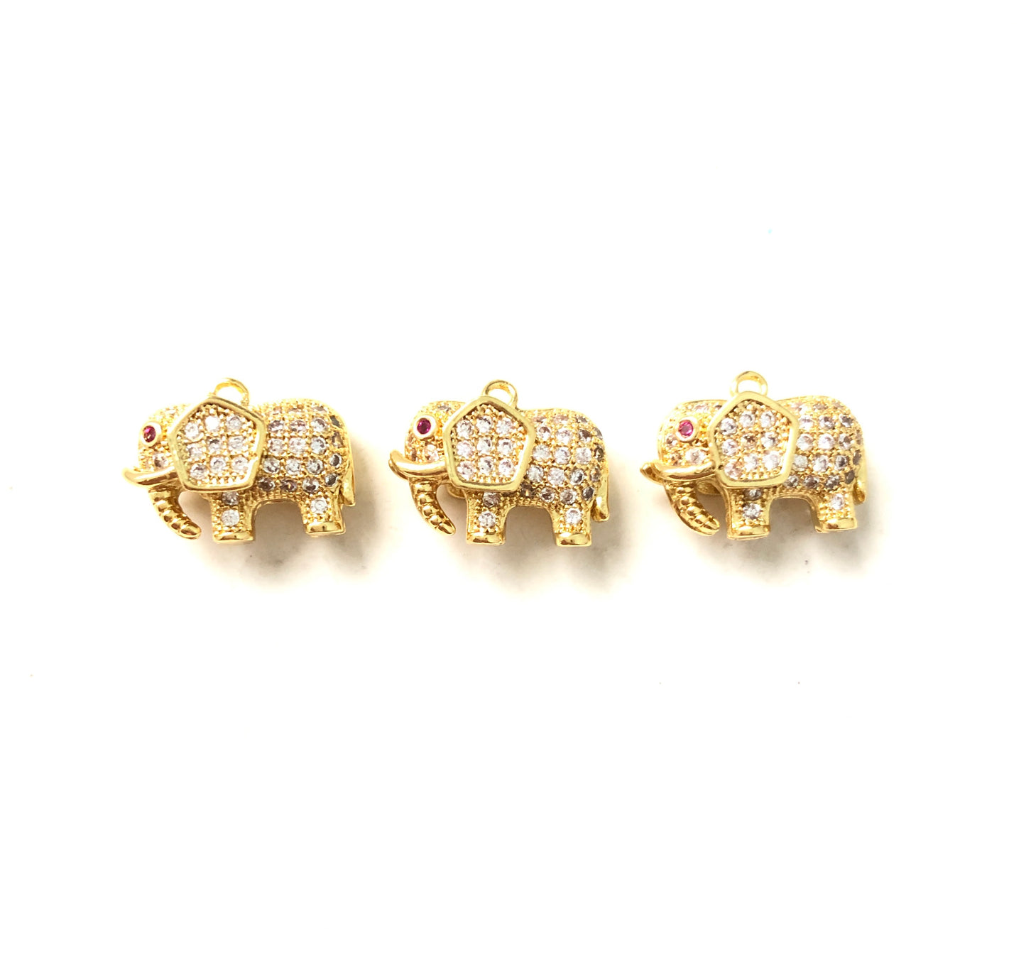10pcs/lot 15*9mm CZ Paved Elephant Charms Gold CZ Paved Charms Animals & Insects Small Sizes Charms Beads Beyond
