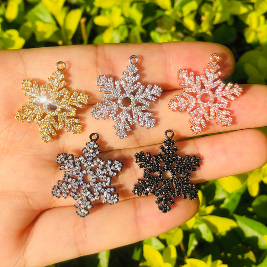 10pcs/lot 22*20mm CZ Paved Snowflakes Charms Mix Color CZ Paved Charms Christmas On Sale Charms Beads Beyond