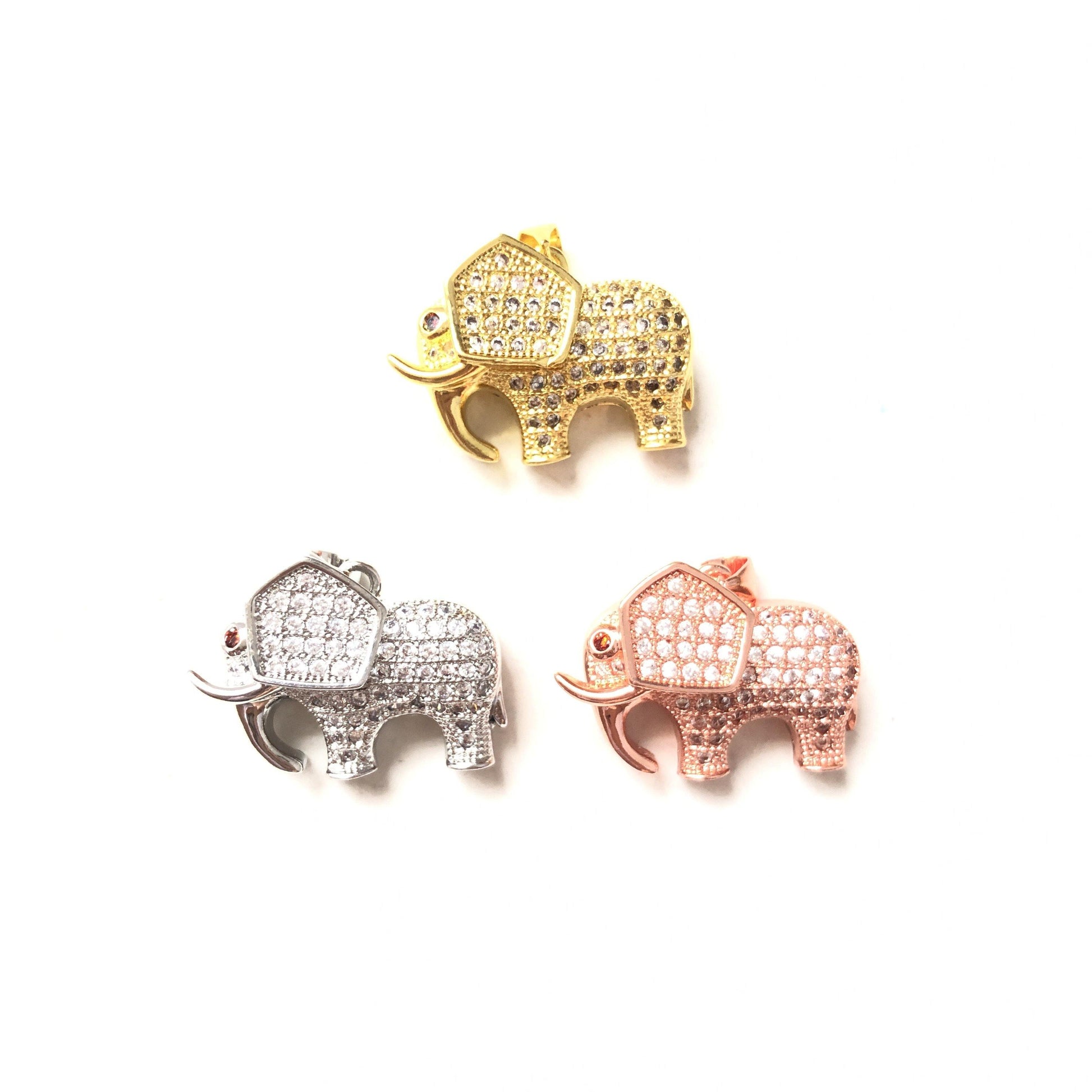 10pcs/lot 22*17mm CZ Paved Elephant Charms CZ Paved Charms Animals & Insects Charms Beads Beyond